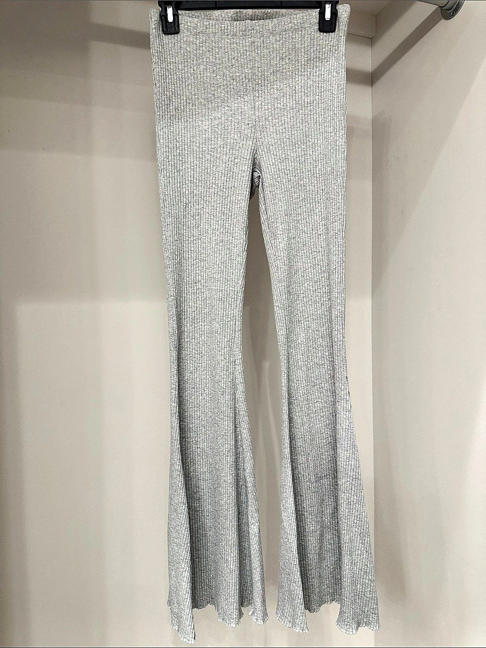 aerie small Ribbed Flare Pants Gray Like New
